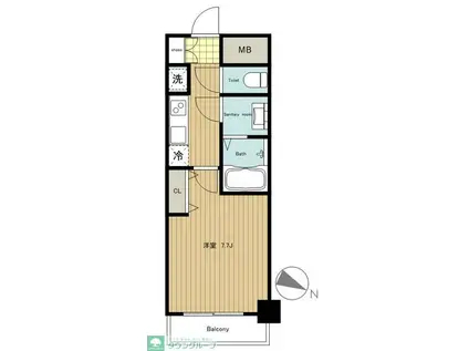 メゾン・ド・ヴィレ高輪魚らん坂(1K/7階)の間取り写真