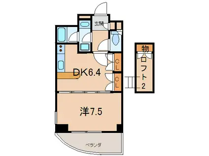 アンシャンテカーロ(1DK/8階)の間取り写真