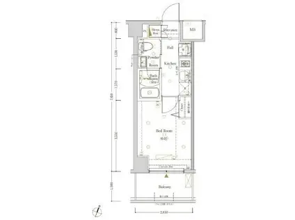 LOG横浜伊勢町(1K/3階)の間取り写真