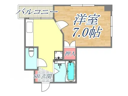 ユミール(1K/2階)の間取り写真