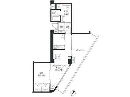 ヒューリック浅草一丁目(1LDK/6階)の間取り写真