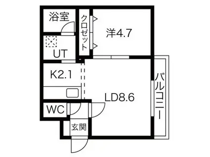 セレーノ ヴェルデ(1LDK/3階)の間取り写真