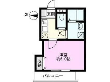 ウィングガーデン大袋(1K/2階)の間取り写真