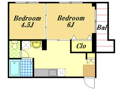 サンハイムラセーヌ(2K/3階)の間取り写真