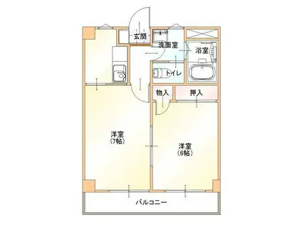 ハイツ許山(2K/4階)の間取り写真
