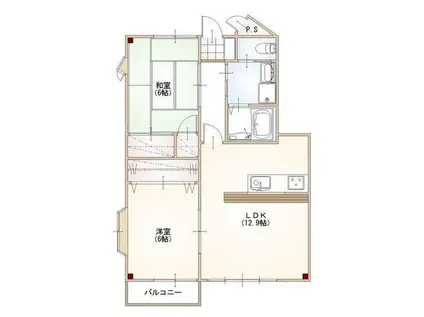 ハイステージ百合(2LDK/1階)の間取り写真