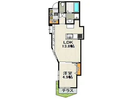 中山荘園LOHAUSII(1LDK/1階)の間取り写真