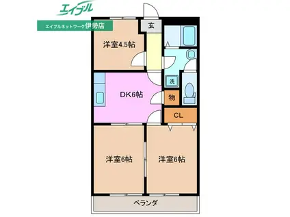 クィーンパレスA(3DK/1階)の間取り写真