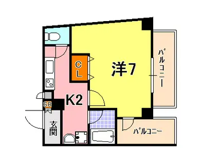 MASANI三宮(1K/7階)の間取り写真