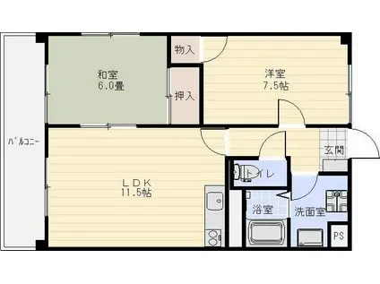 ヴィーブルオガイ(2LDK/2階)の間取り写真