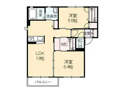 パールハイツ E棟(2LDK/1階)の間取り写真