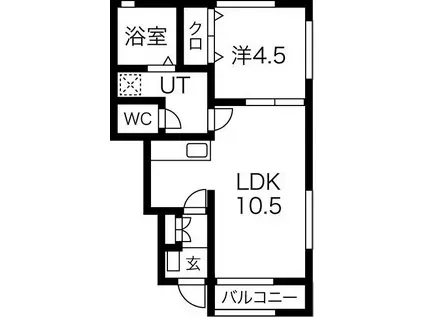 アバンセA棟(1LDK/1階)の間取り写真