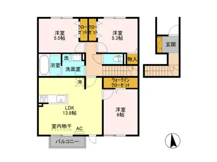 キャトルフィーユ(3LDK/2階)の間取り写真