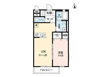 アムールイルヴィラージュ(1LDK/1階)の間取り写真