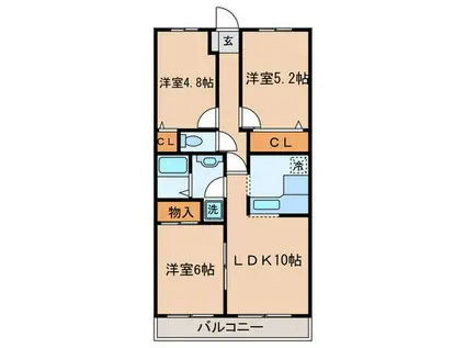 サニープレスキャッスルB(3LDK/2階)の間取り写真