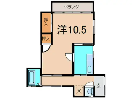 向笠アパート(1K/2階)の間取り写真