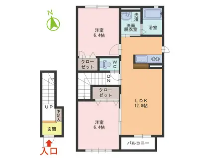 PAZAMOR新田塚(2LDK/2階)の間取り写真