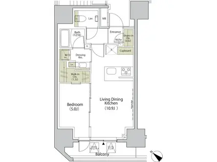 ザ・パークハビオ江古田(1LDK/11階)の間取り写真