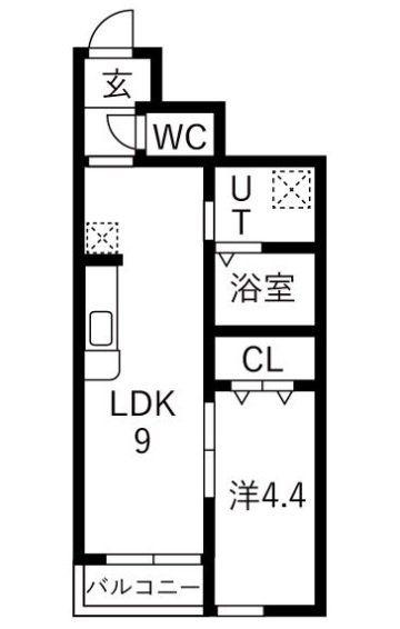 サンテラス郡山(1LDK/1階)の間取り写真