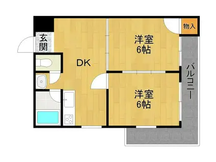 谷田稲野西マンション(2DK/3階)の間取り写真