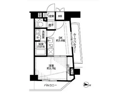 プレール・ドューク東京イースト(1DK/6階)の間取り写真