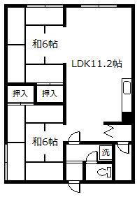 泰生コーポA棟(2LDK/2階)の間取り写真