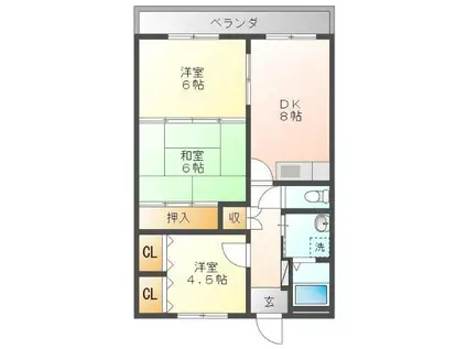 ロイヤルマンション(3DK/3階)の間取り写真