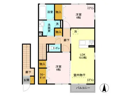 スクエア(2LDK/2階)の間取り写真