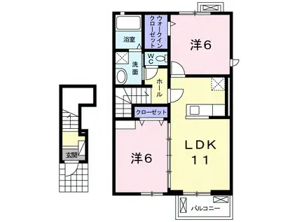 レスピレII(2LDK/2階)の間取り写真