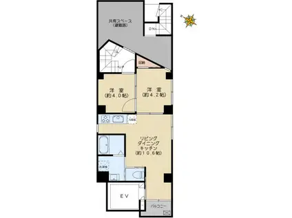 エクラ東大前(2LDK/3階)の間取り写真
