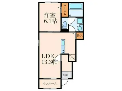 カーサ セレノ(1LDK/1階)の間取り写真