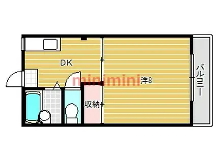 北野ビル(1DK/3階)の間取り写真