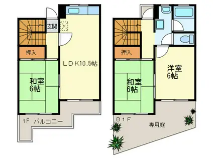 高宮多賀ハイツ(3LDK/2階)の間取り写真