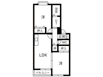 セゾン小泉(2LDK/2階)の間取り写真