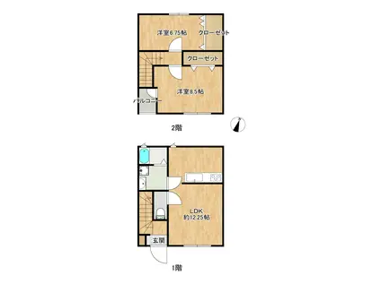 KUKKA利府(2LDK/1階)の間取り写真