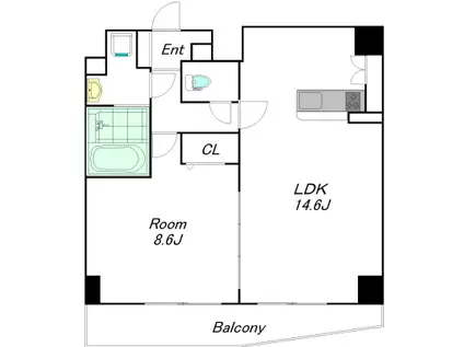 セゾンドミキ(1LDK/6階)の間取り写真