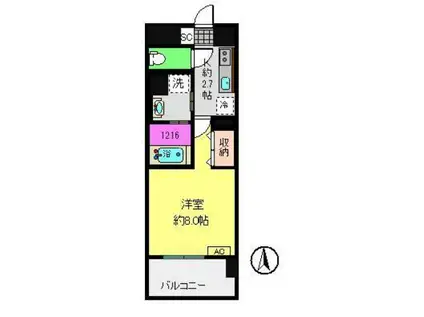 GOOD FIELD(1K/4階)の間取り写真