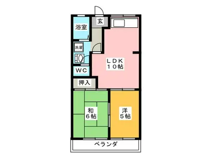 ラフォーレ神谷(2LDK/2階)の間取り写真