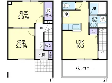 VIVALES II A(2LDK/1階)の間取り写真
