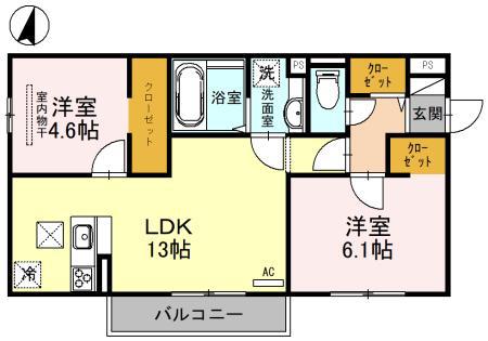 ラ・ヴェール杉尾台(2LDK/3階)の間取り写真