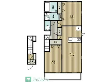 ネストガーデンウエスト(2LDK/2階)の間取り写真