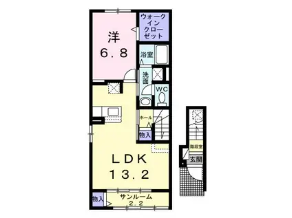グランヴァレーA(1LDK/2階)の間取り写真