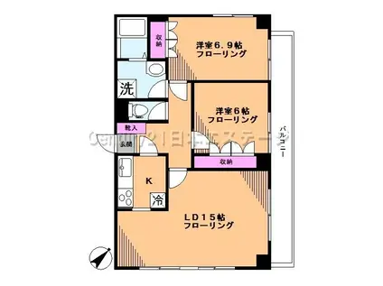 サクシード上池台(2LDK/3階)の間取り写真