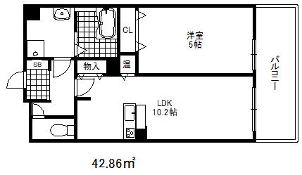 リバープレイス中山手(1LDK/2階)の間取り写真