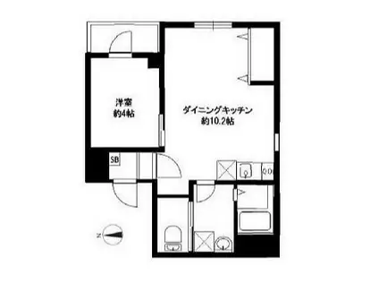 LAND BLUEランドブルー(1LDK/3階)の間取り写真