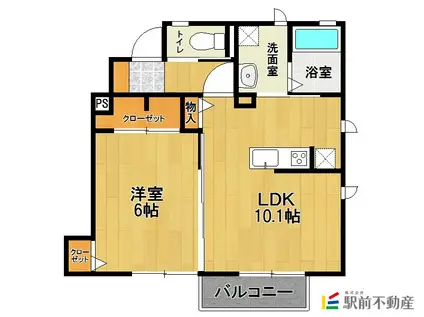 ハッピー神野(1LDK/1階)の間取り写真