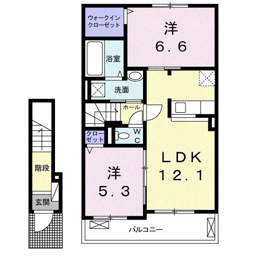 ビアージョ19(2LDK/2階)の間取り写真