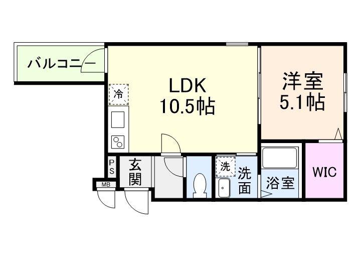 フジパレス住吉遠里小野V番館(1LDK/3階)の間取り写真