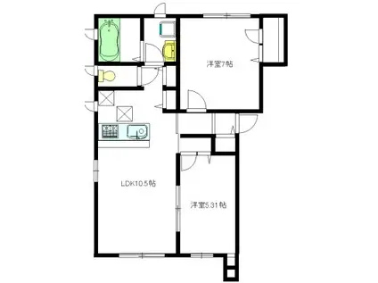 ラ・ブルーノ(2LDK/1階)の間取り写真