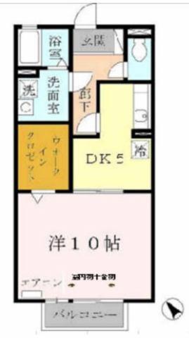 グランソレイユ(1DK/2階)の間取り写真